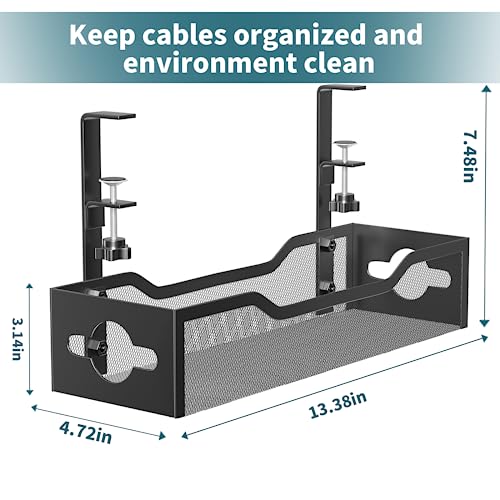 Adjustable Clamp-On Under-Desk Cable Tray
