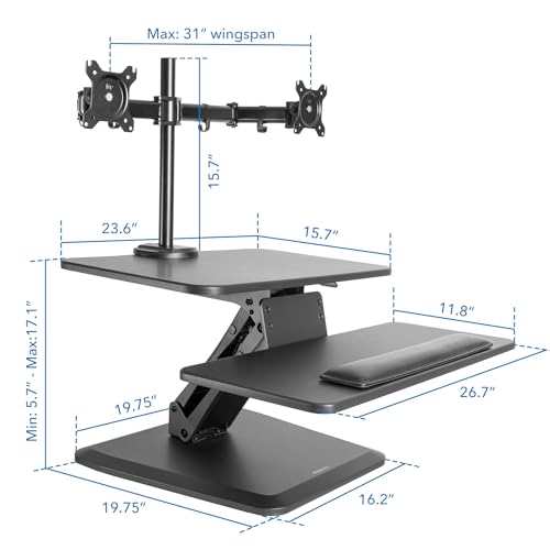Standing Desk Converter with Dual Monitor Mount