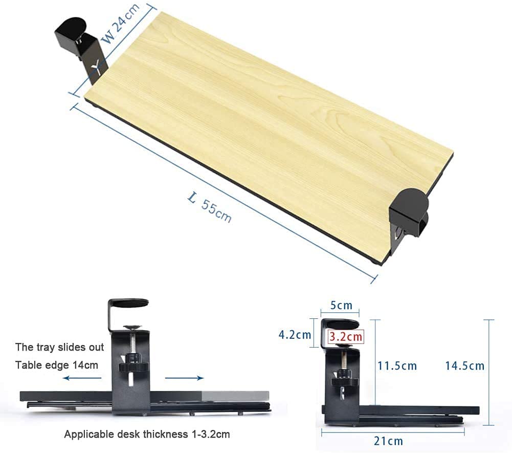 64 cm Clamp-On Sliding Keyboard Tray