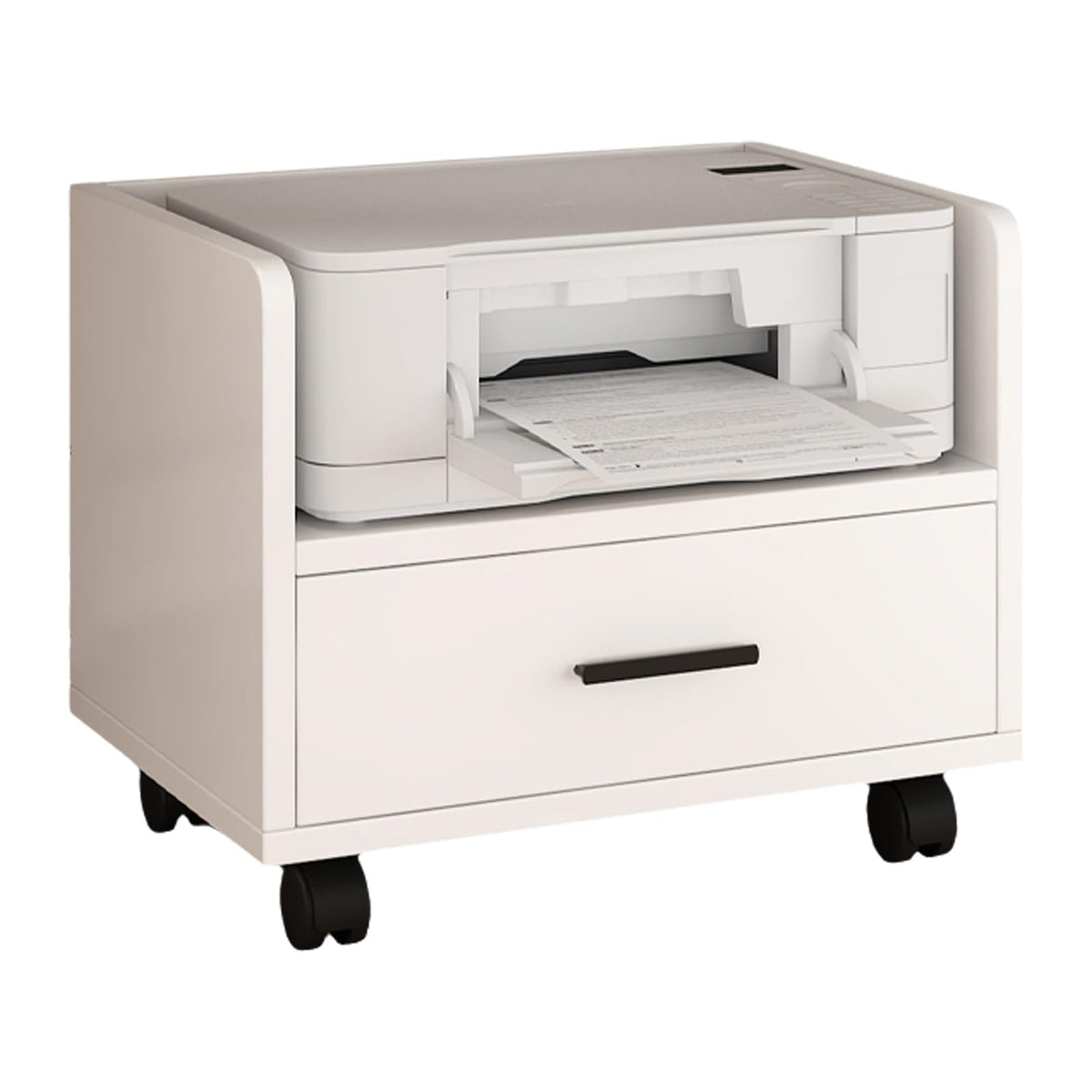 Mobile Wooden Printer Stand and File Cabinet