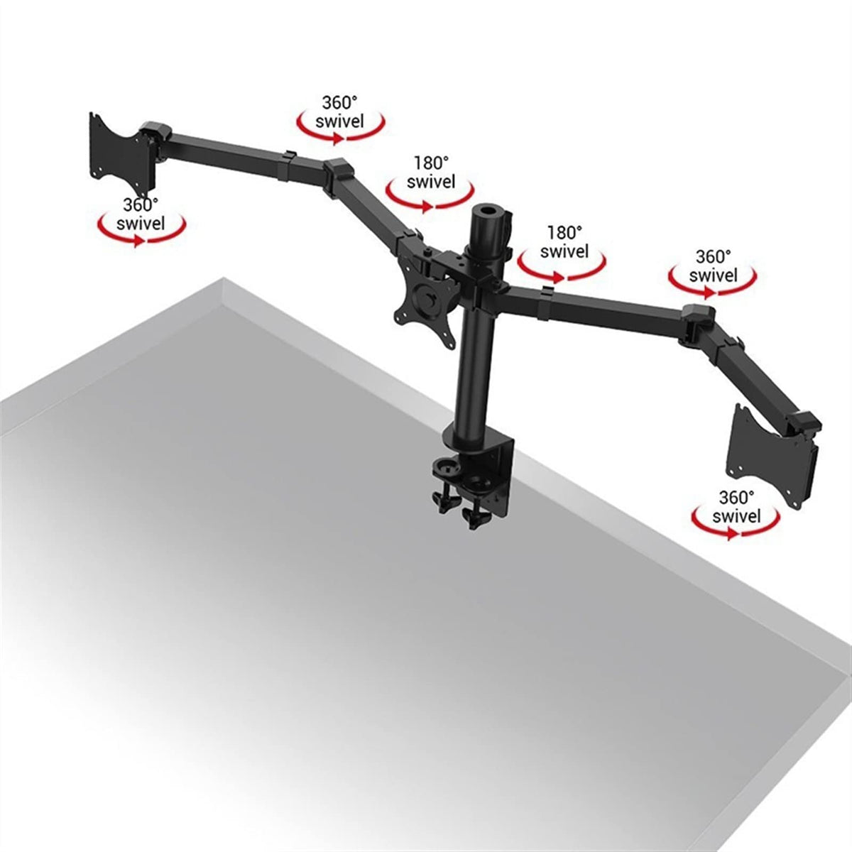 Triple Monitor Arm for 10–27-Inch Screens