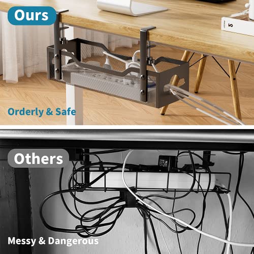 Adjustable Clamp-On Under-Desk Cable Tray