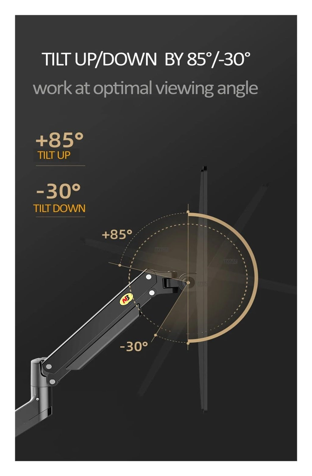Gas-Spring Monitor Arm for 22–40-Inch Screens