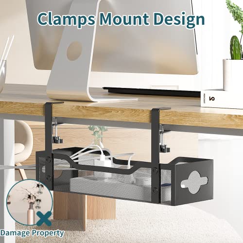 Adjustable Clamp-On Under-Desk Cable Tray