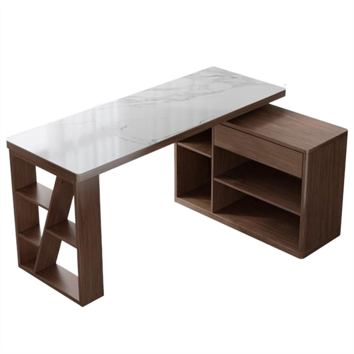 Rotating Office Desk with Bookshelf and Locker