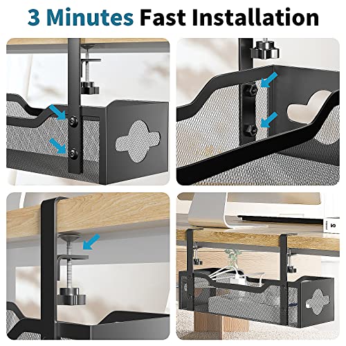 Adjustable Clamp-On Under-Desk Cable Tray