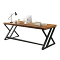 Pine Wood Office Desk with Steel Frame