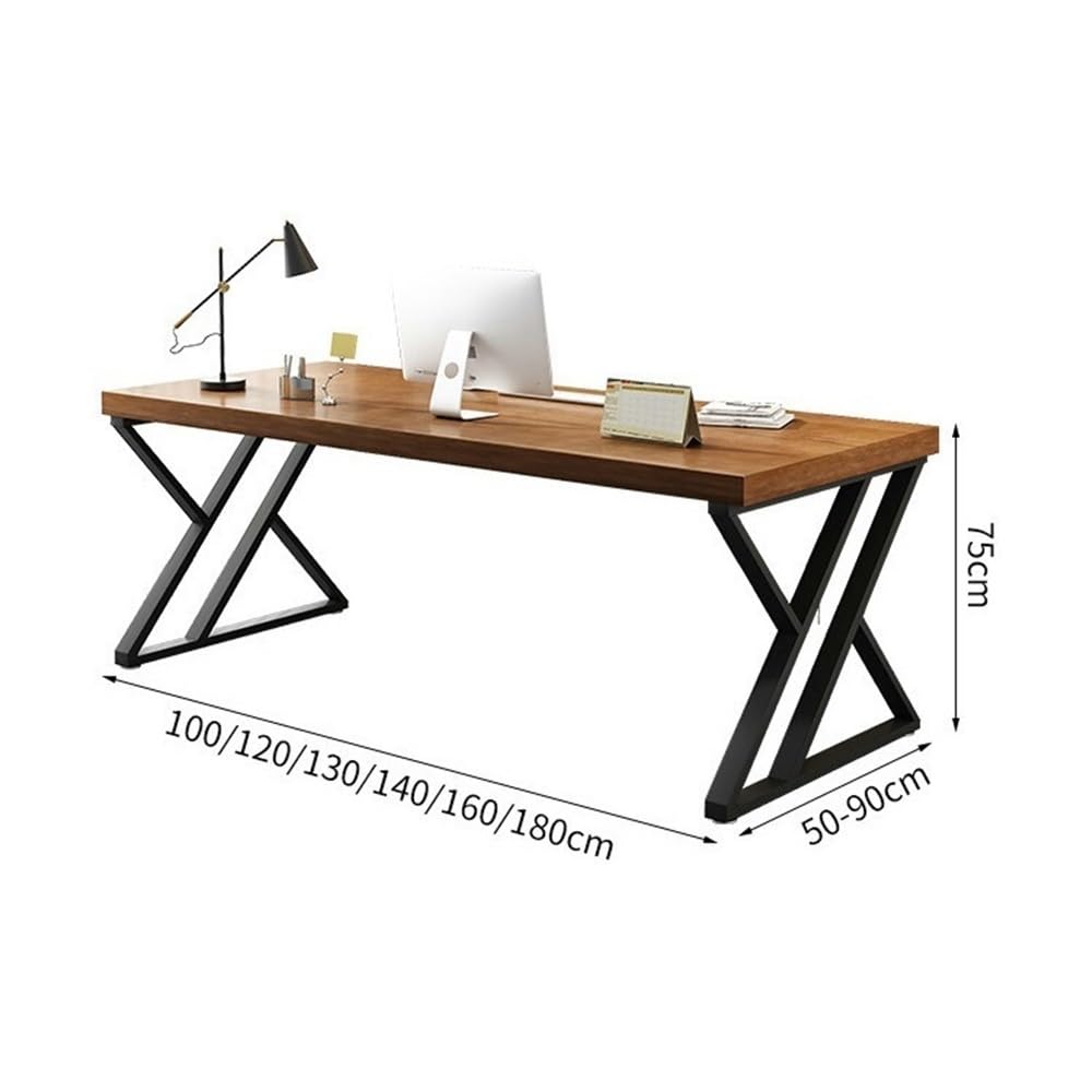 Pine Wood Office Desk with Steel Frame