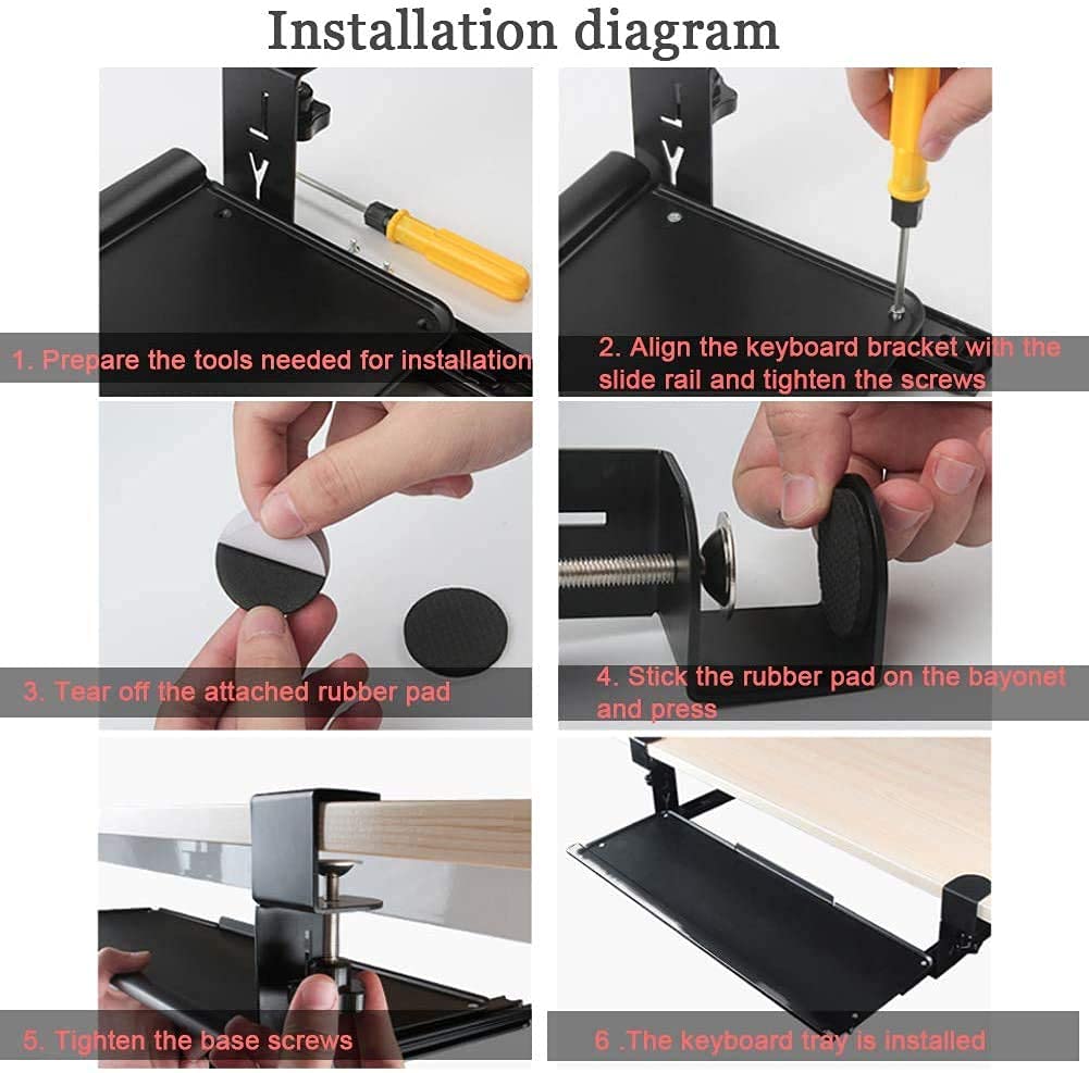 64 cm Clamp-On Sliding Keyboard Tray