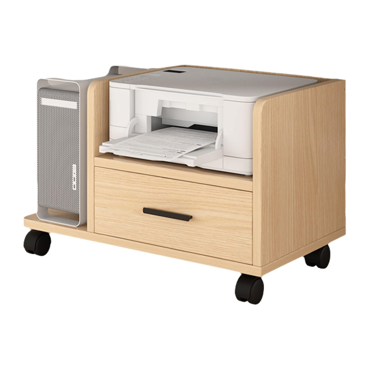 Mobile Wooden Printer Stand and File Cabinet