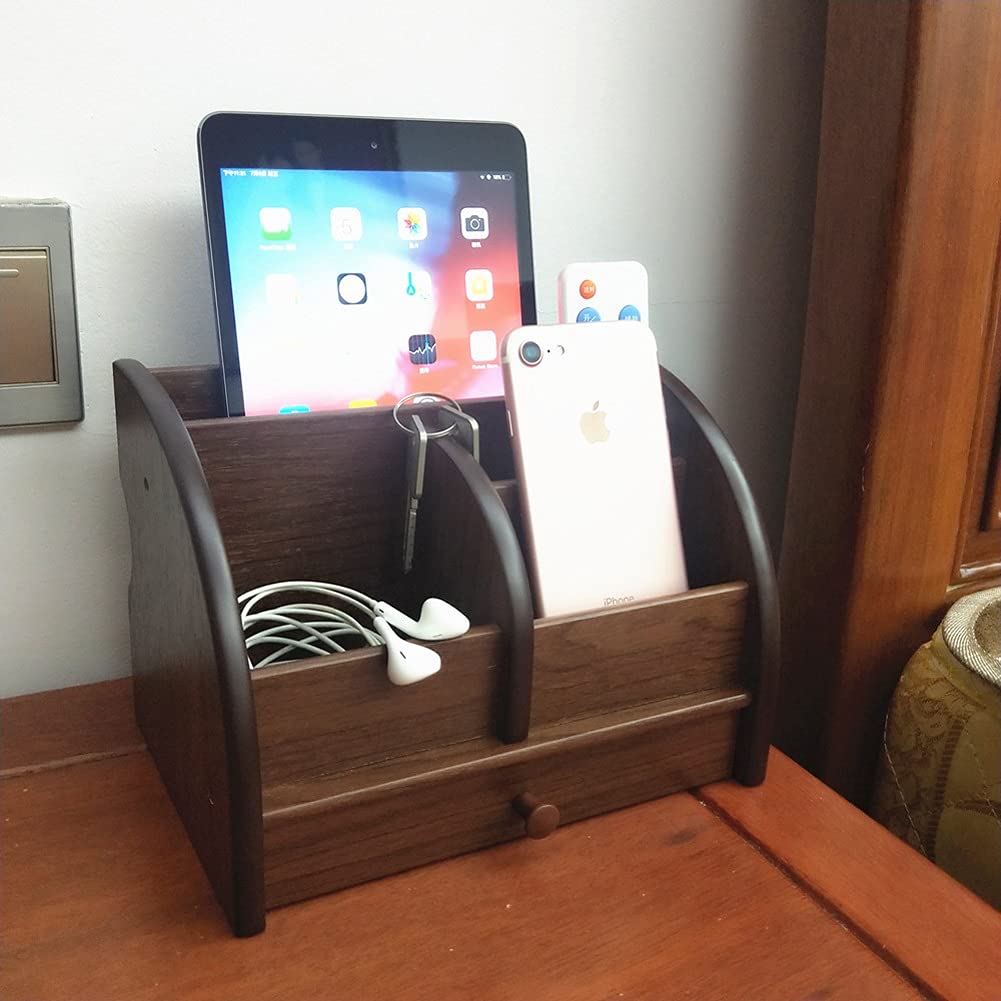 Solid Wood Desktop Storage Box with Drawer