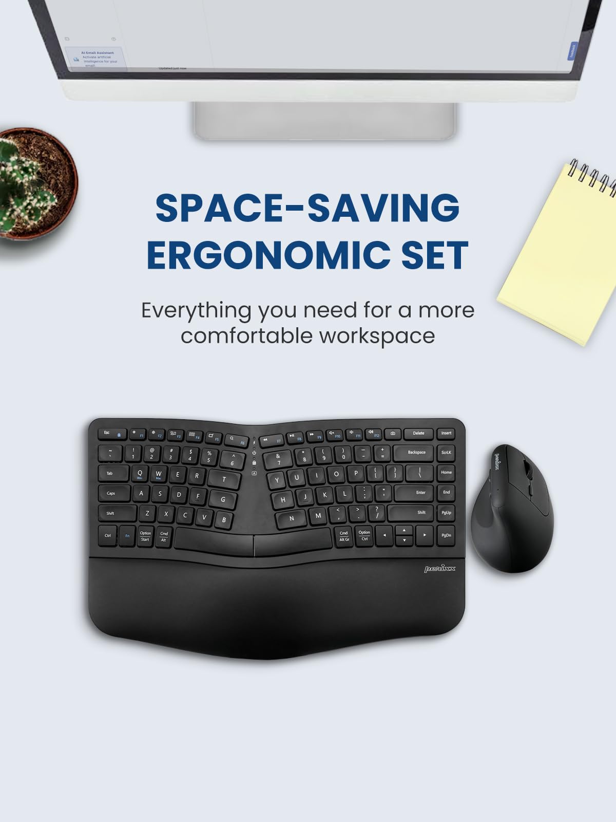 Compact Ergonomic Keyboard and Vertical Mouse