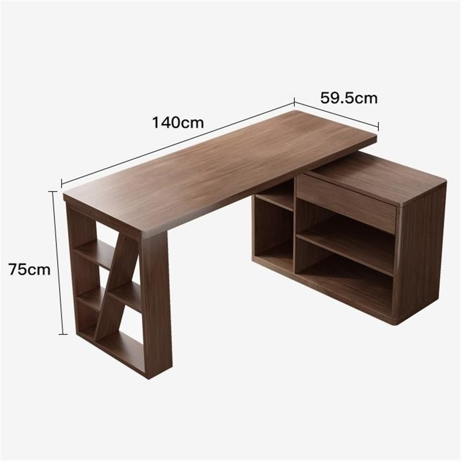 Rotating Office Desk with Bookshelf and Locker
