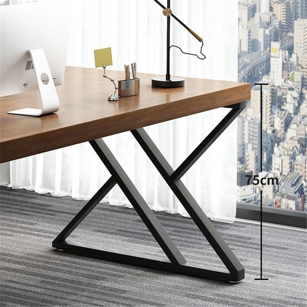 Pine Wood Office Desk with Steel Frame