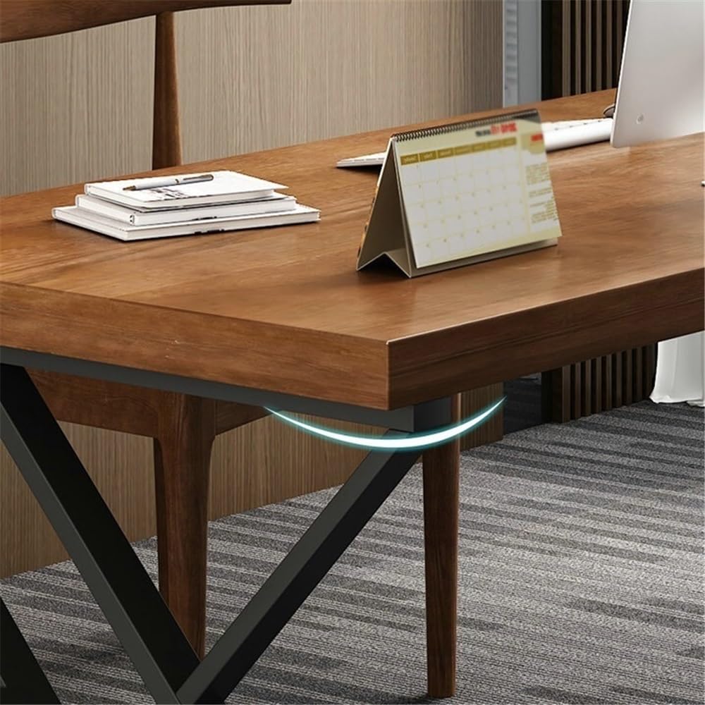 Pine Wood Office Desk with Steel Frame