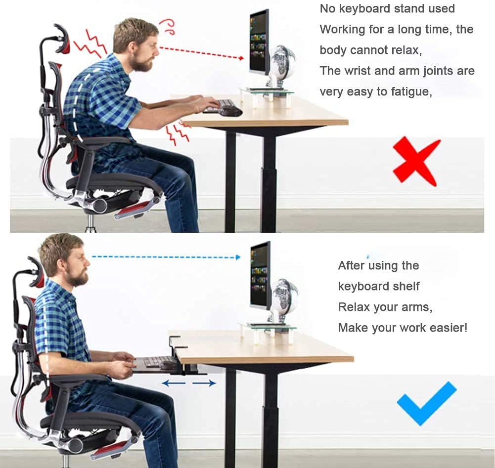 64 cm Clamp-On Sliding Keyboard Tray