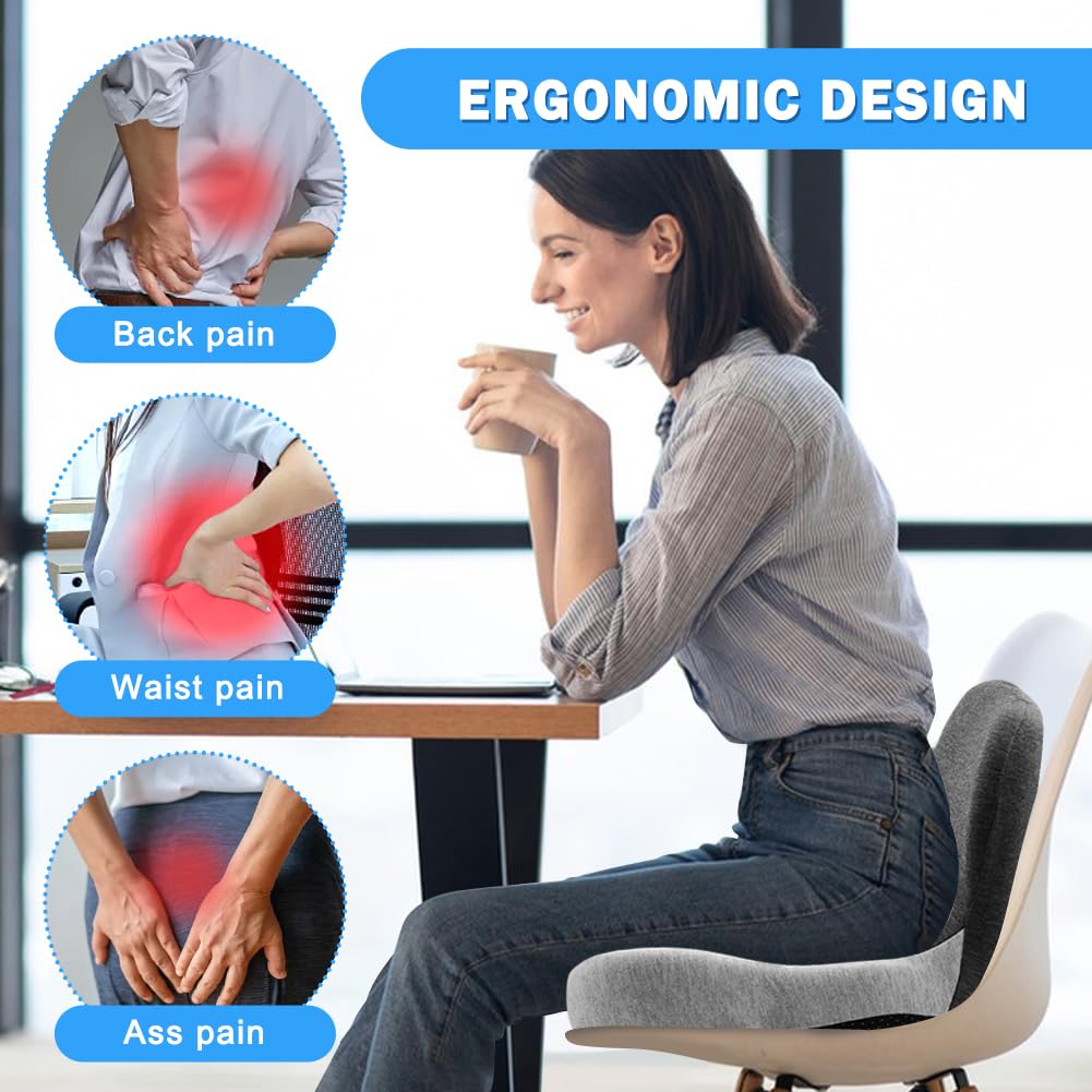 L-Shaped Memory Foam Seat Cushion with Back Support