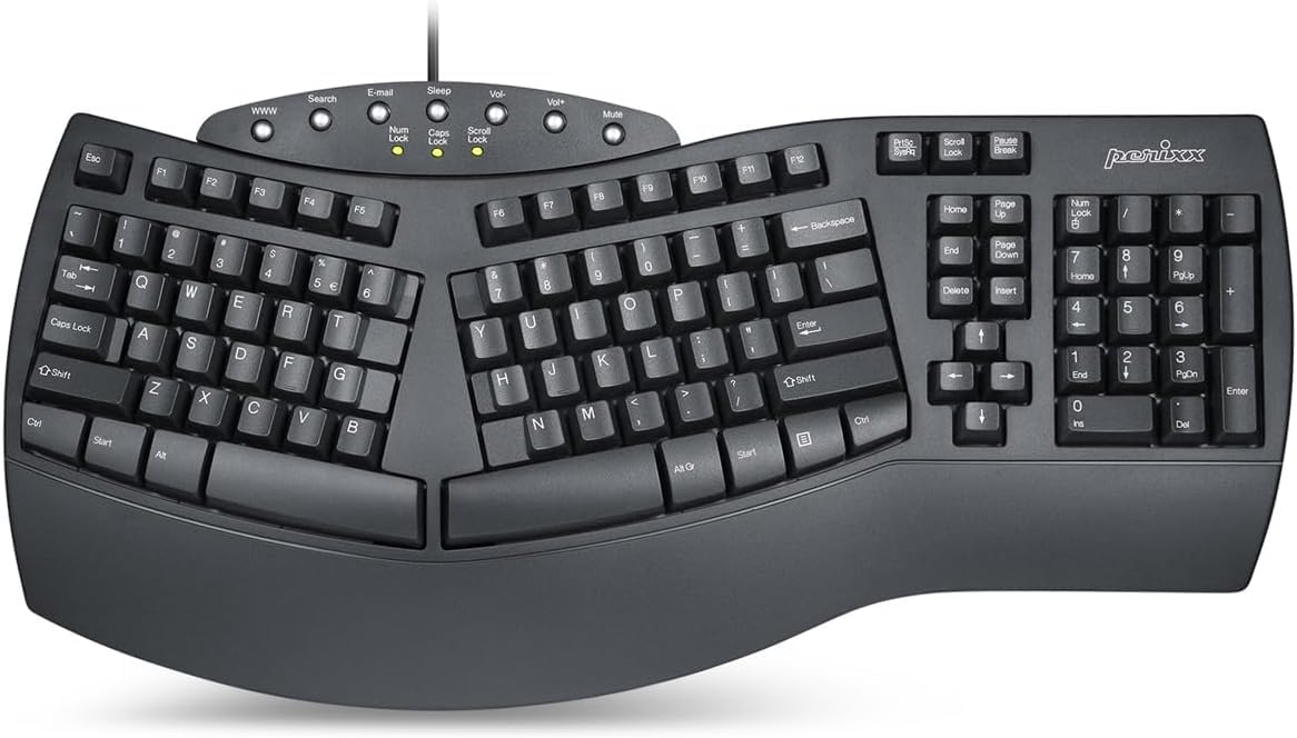 Wired Split Ergonomic Keyboard with Wrist Rest