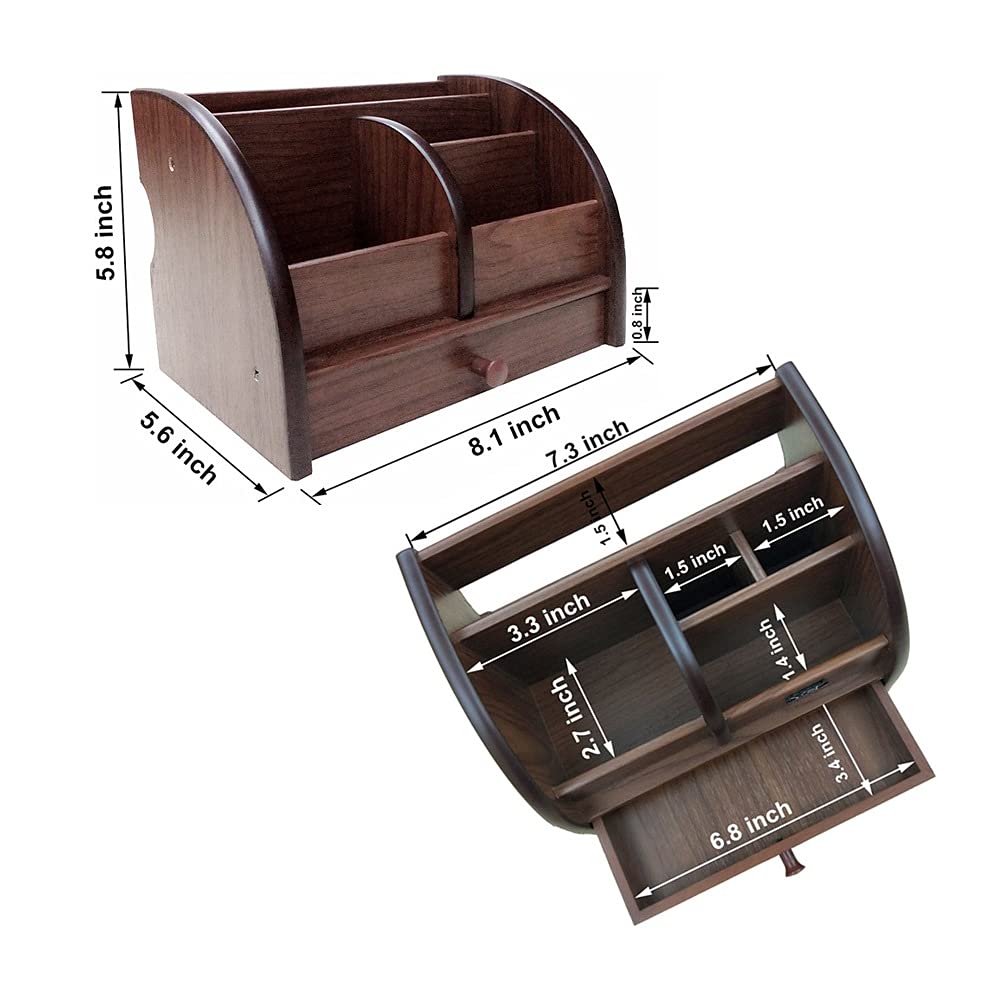 Solid Wood Desktop Storage Box with Drawer