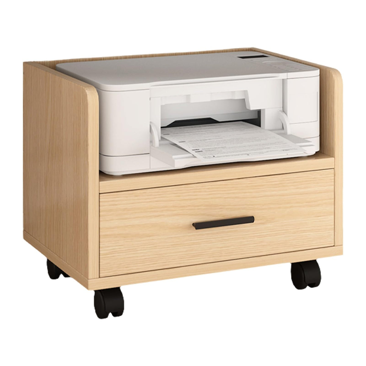Mobile Wooden Printer Stand and File Cabinet