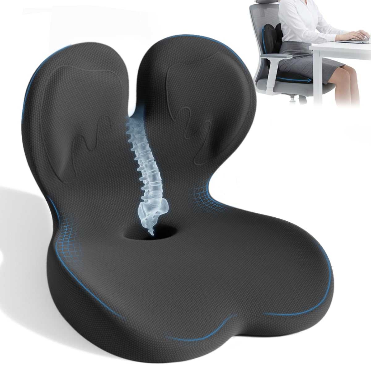L-Shaped Seat Cushion with Lumbar Support