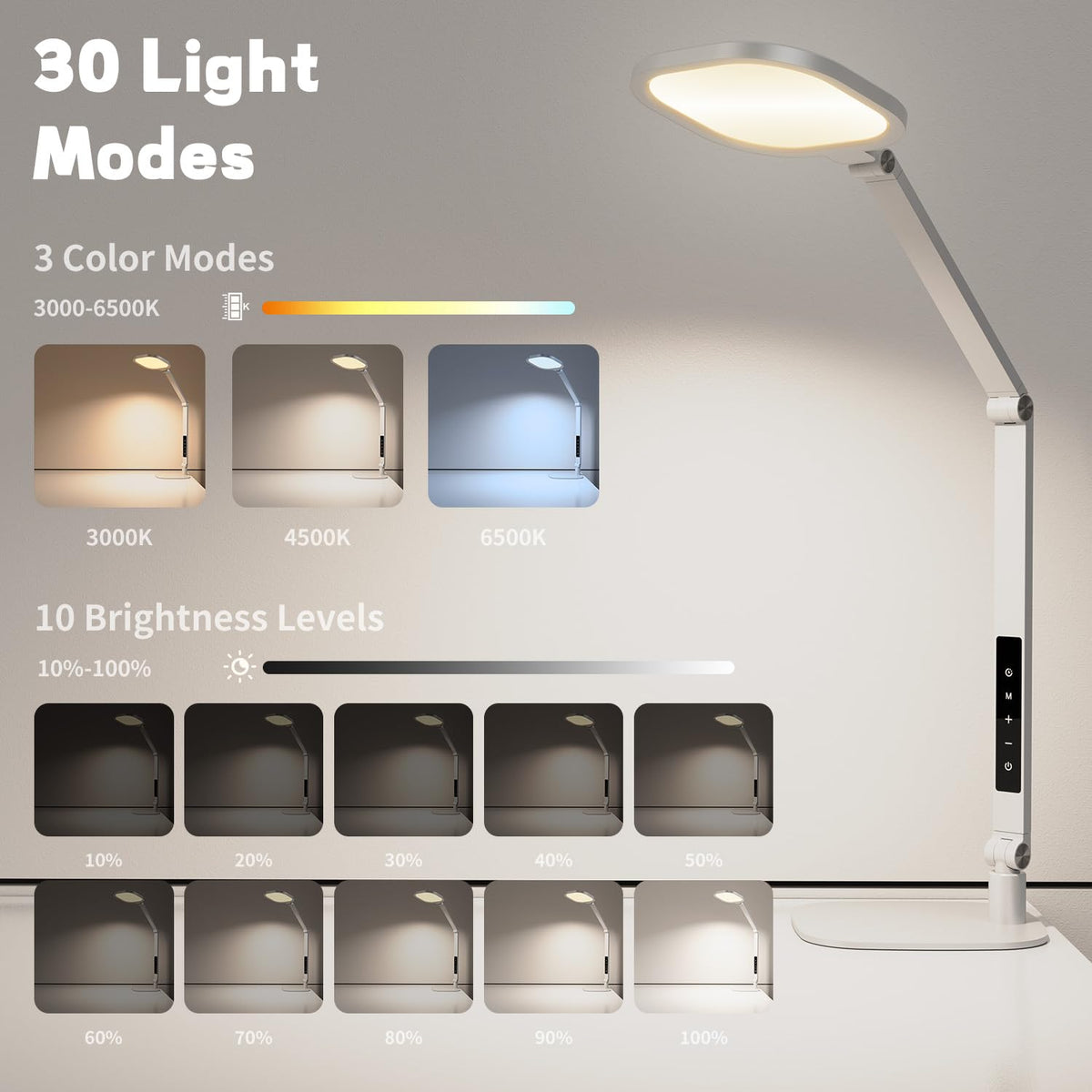 Edge-Lit Adjustable LED Desk Lamp