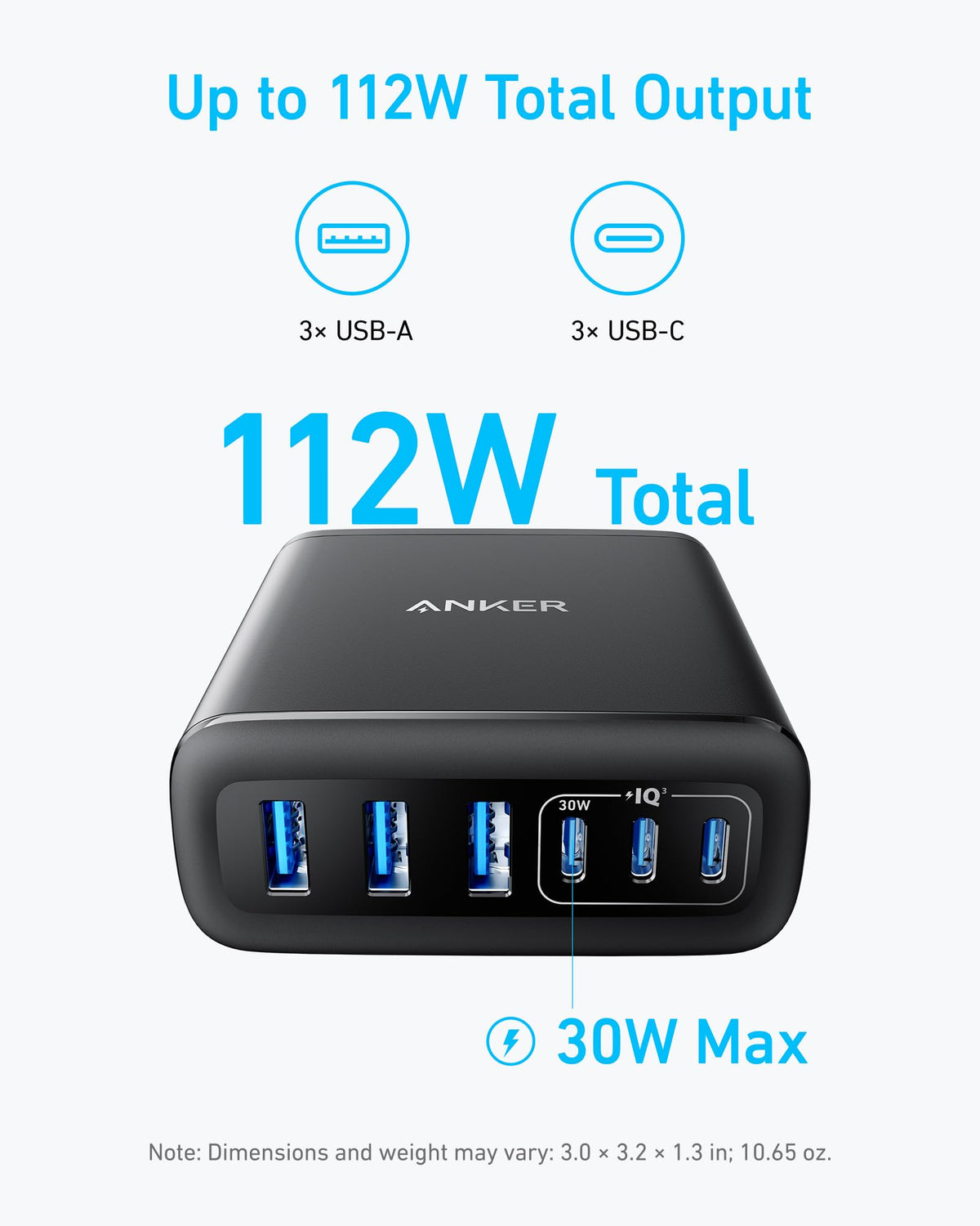 112W Six-Port Desktop USB Charger