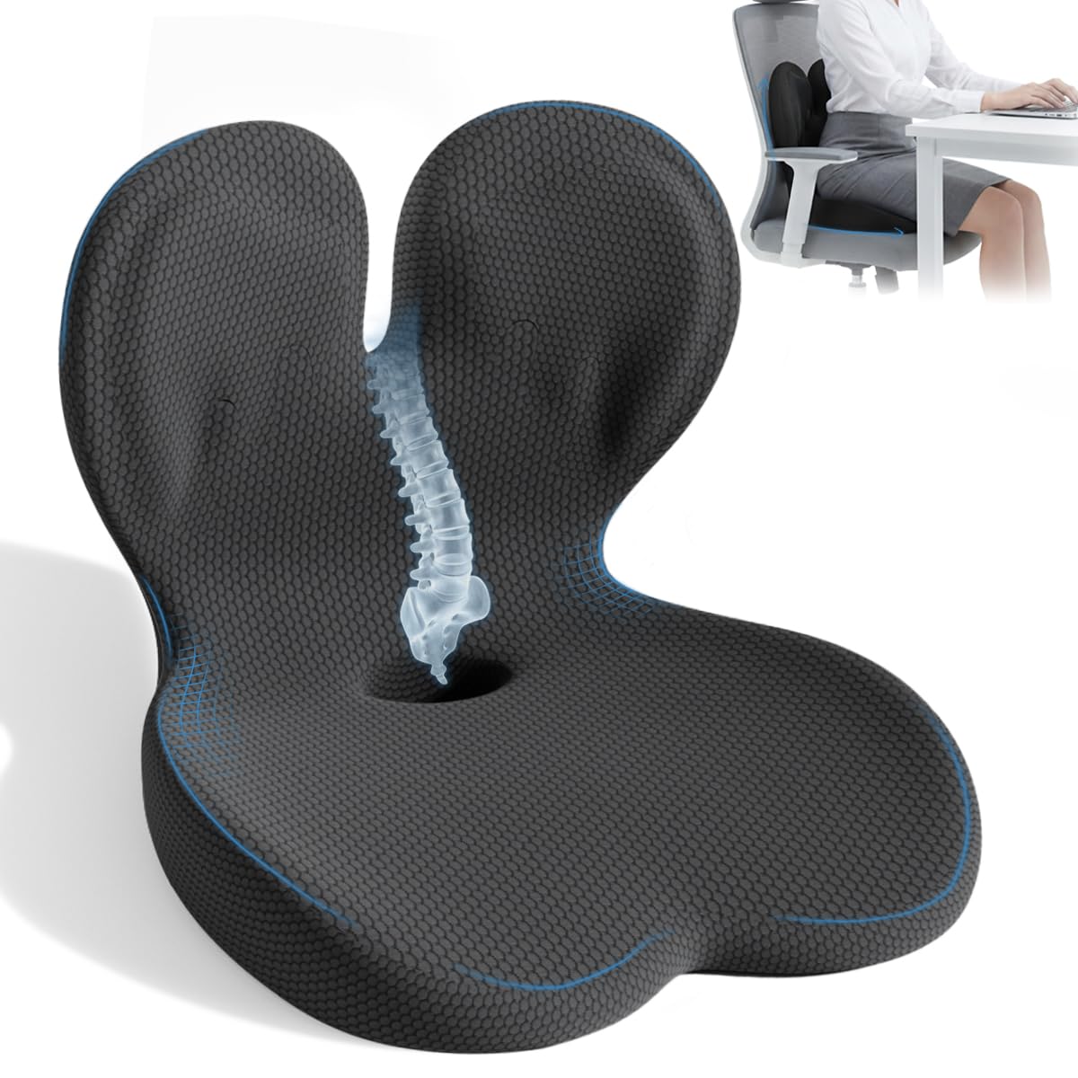 L-Shaped Seat Cushion with Lumbar Support