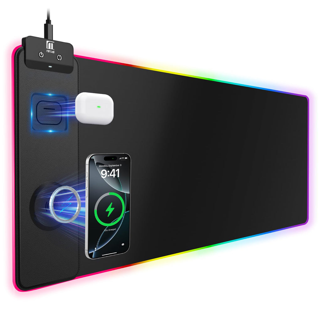 RGB Wireless Charging Desk Mat with Phone Stand