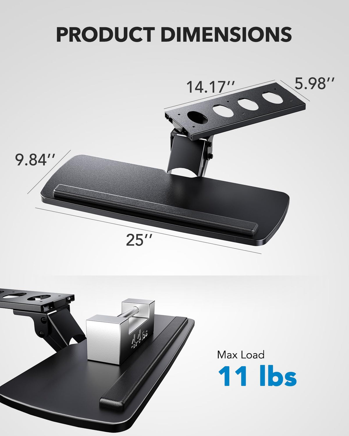 360° Adjustable Under-Desk Keyboard Tray