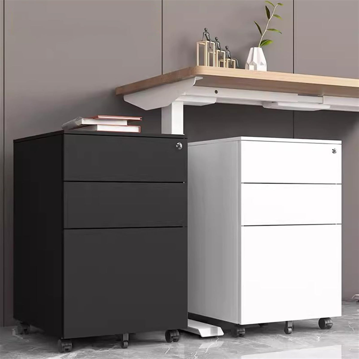 Locking 3-Drawer Metal File Cabinet
