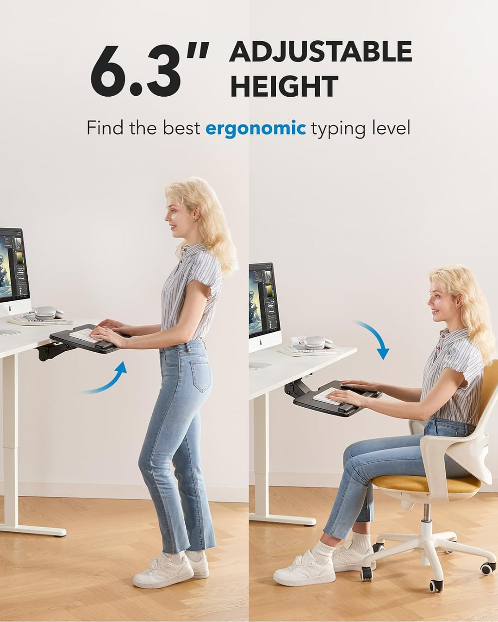 360° Adjustable Under-Desk Keyboard Tray