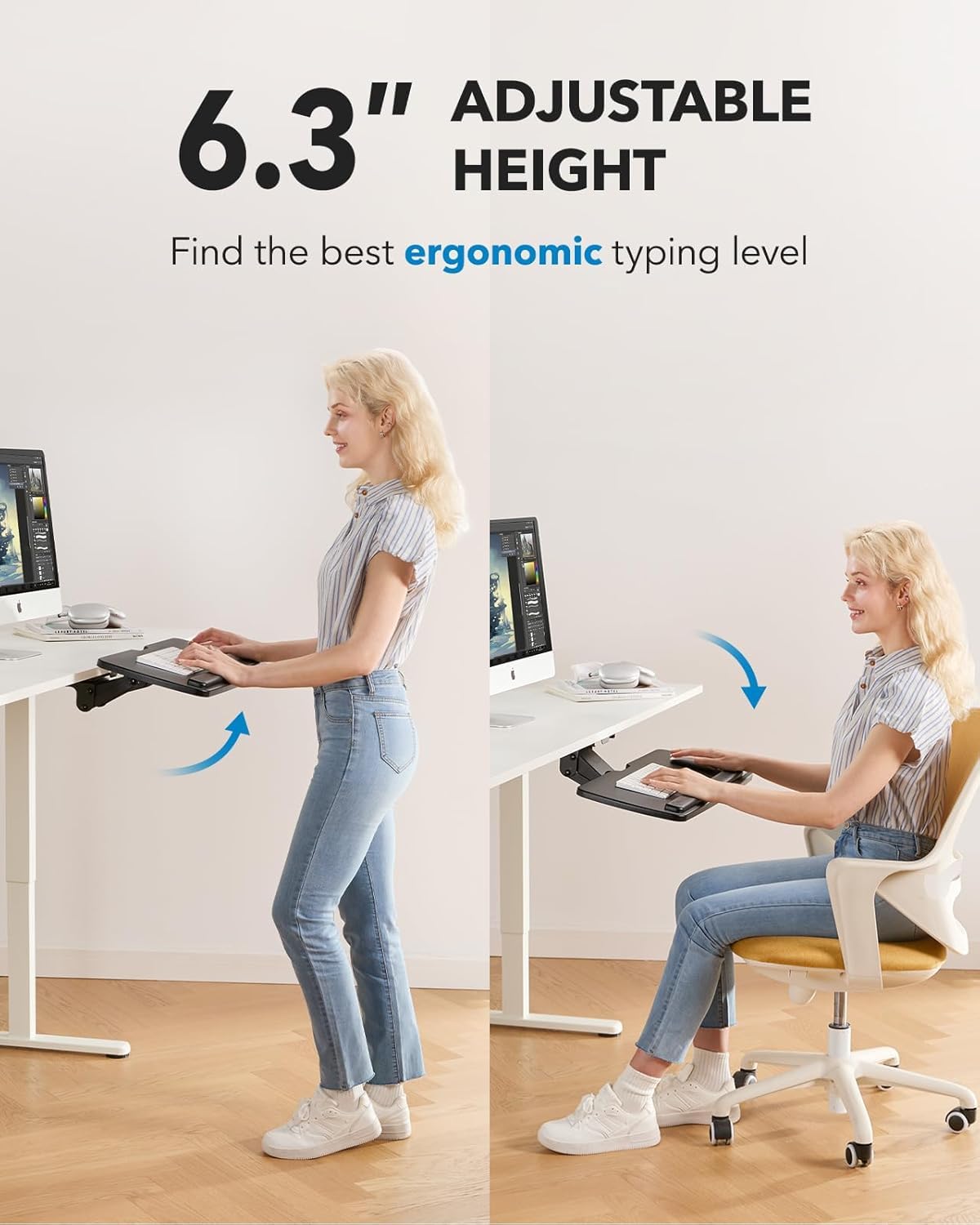 360° Adjustable Under-Desk Keyboard Tray