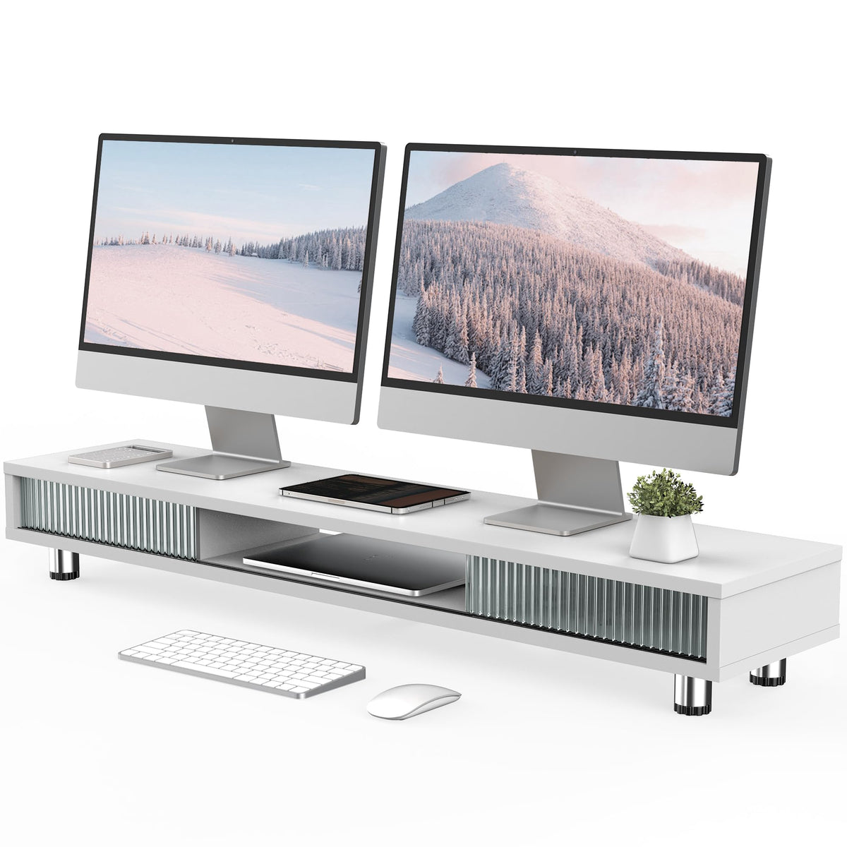 Dual-Monitor Stand with Storage