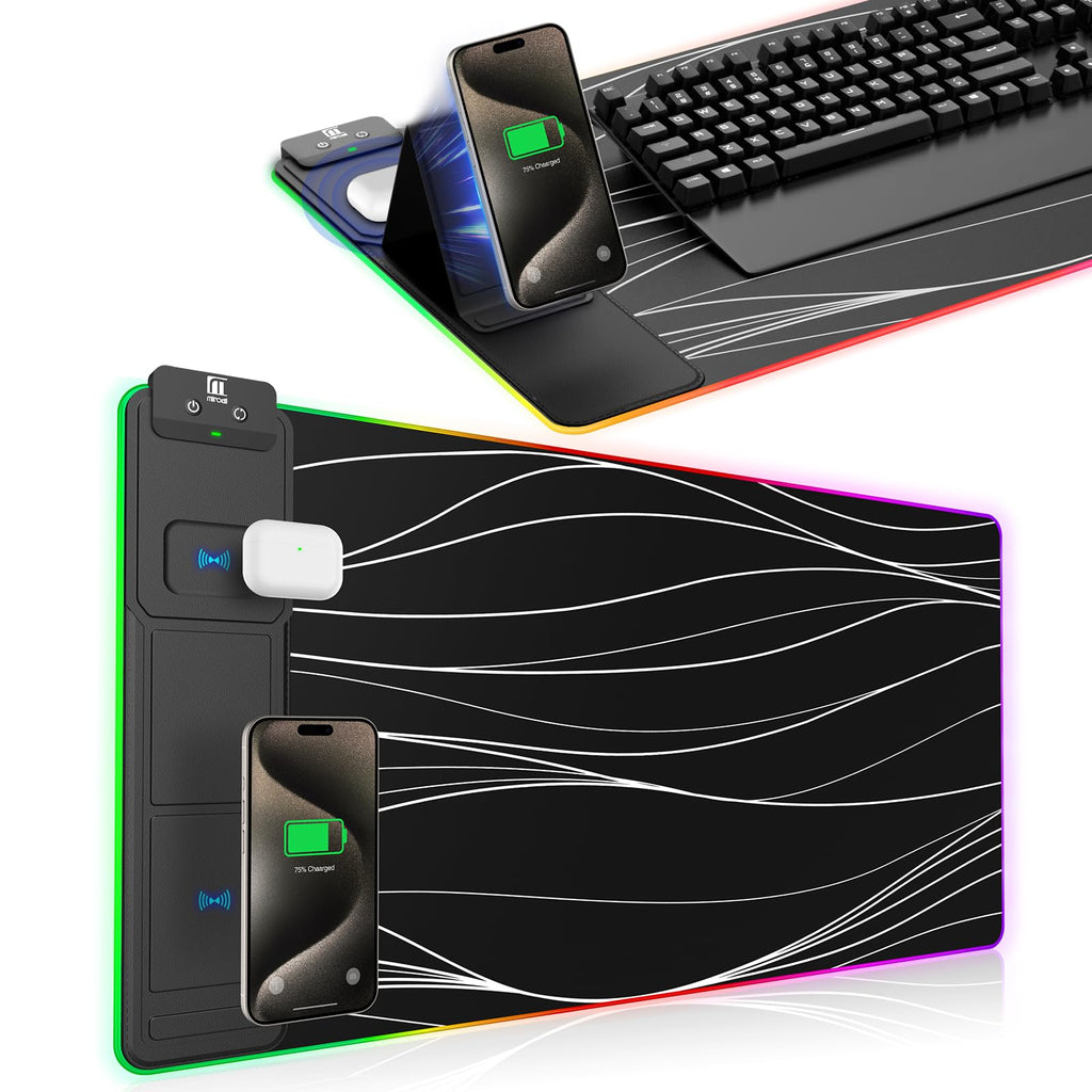 RGB Wireless Charging Desk Mat with Phone Stand