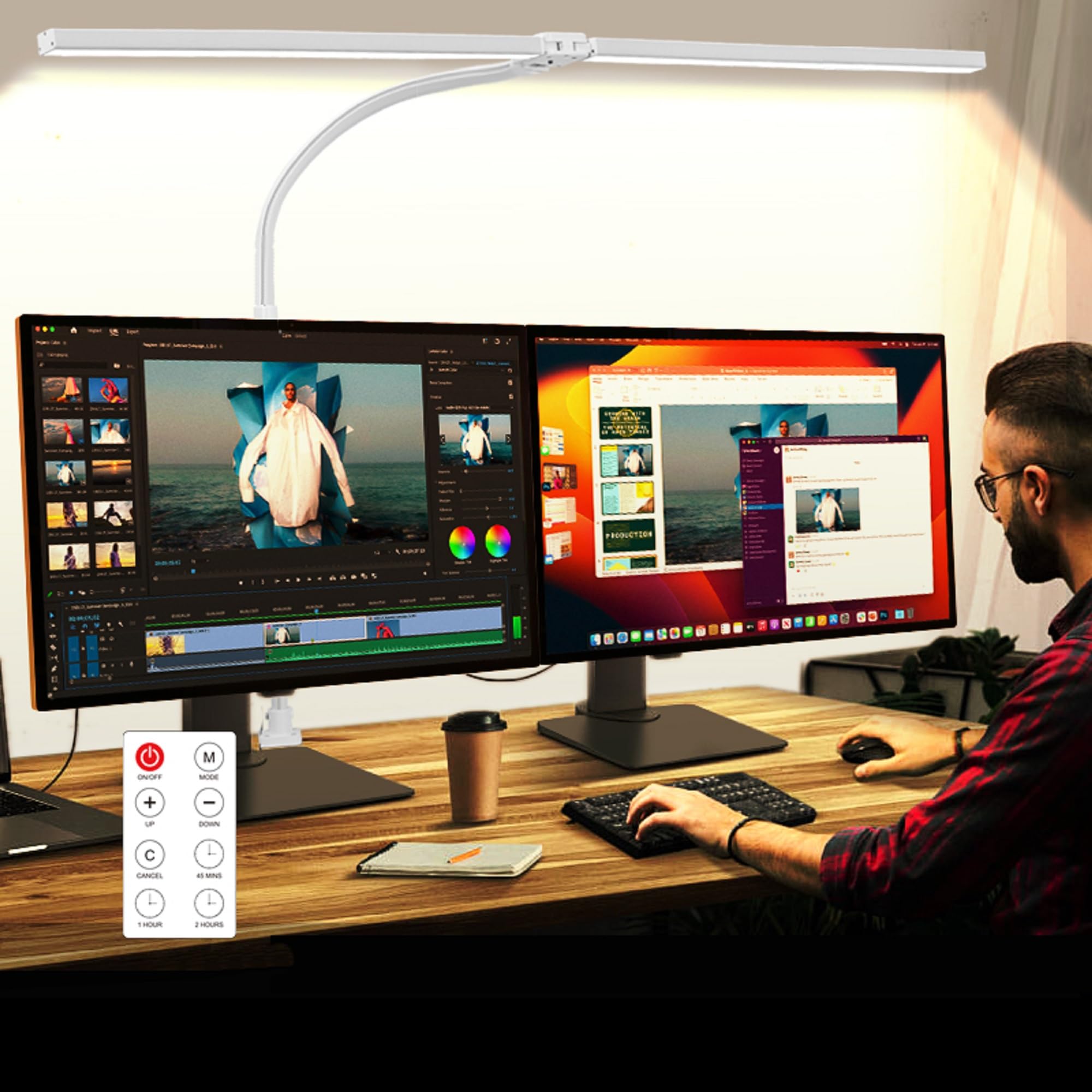 Dual-Head Monitor Light with Remote