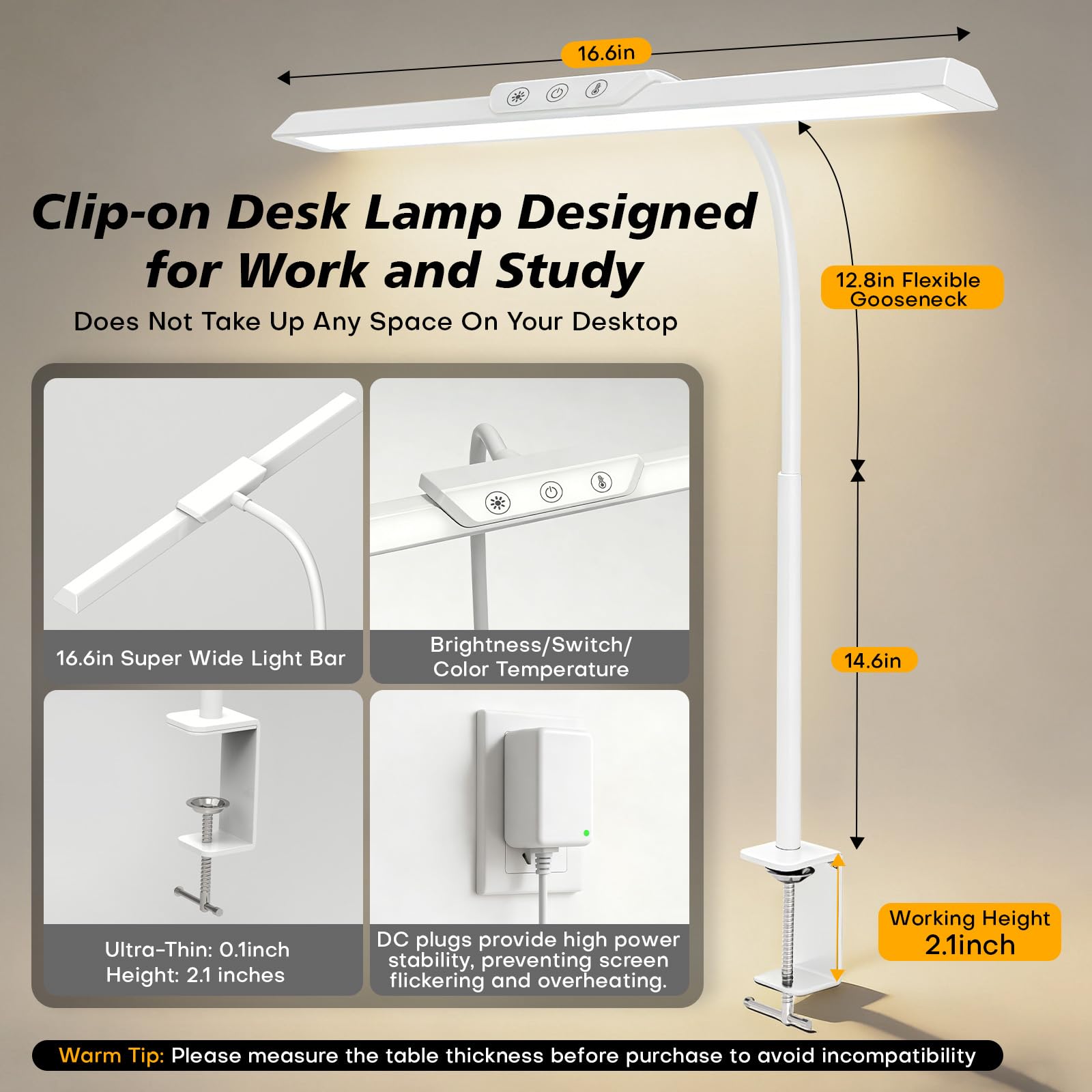 Clamp-On LED Desk Lamp