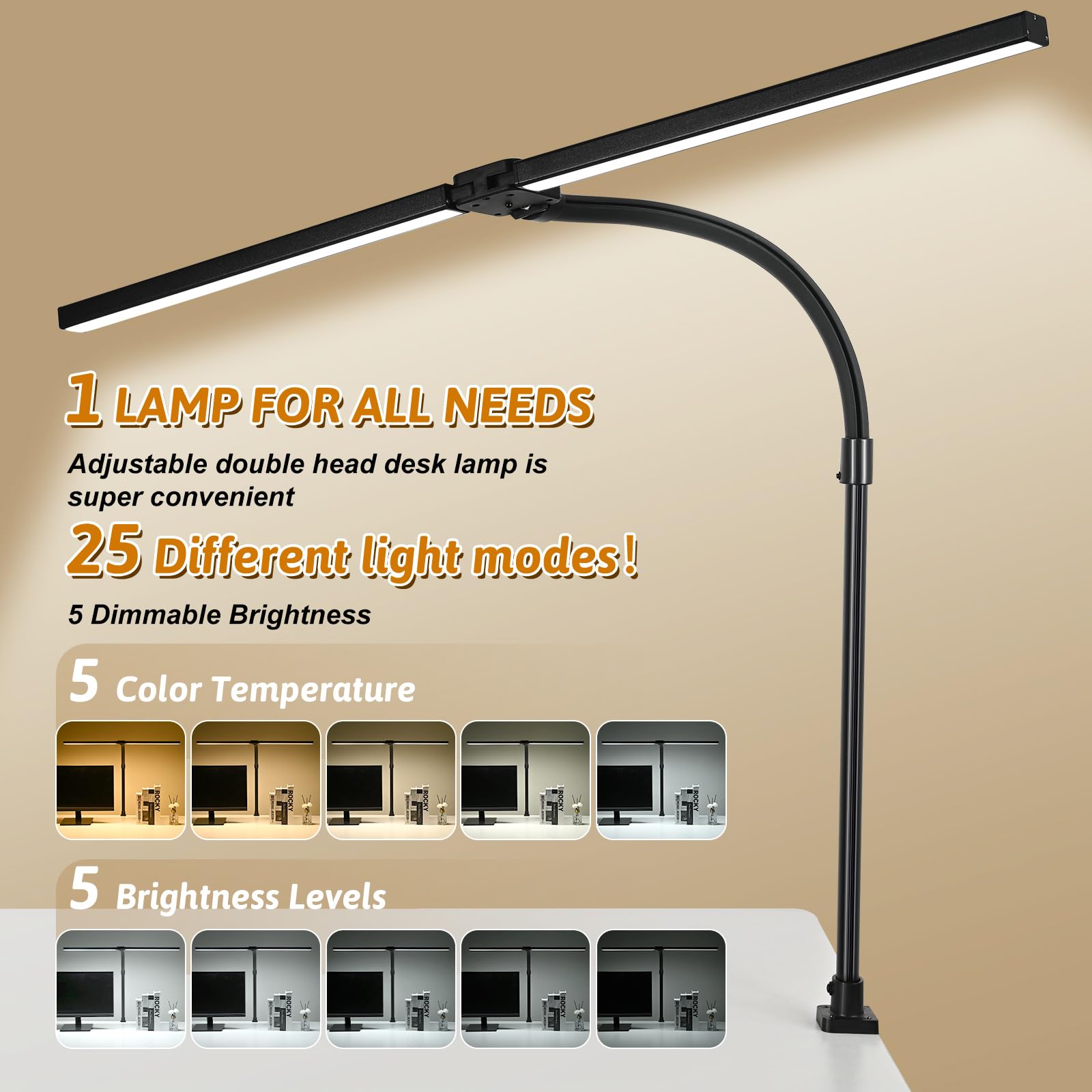 Dual-Head Monitor Light with Remote