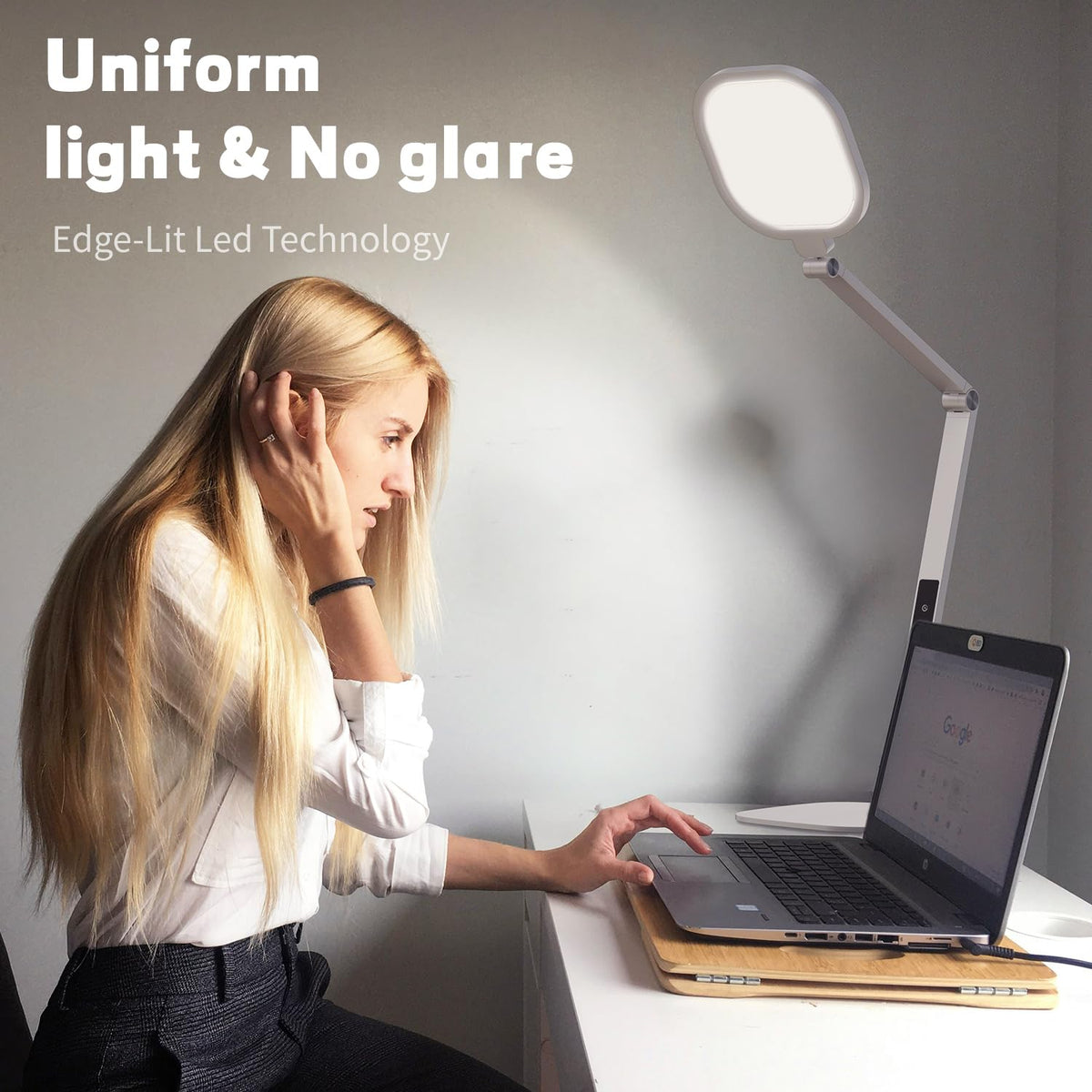 Edge-Lit Adjustable LED Desk Lamp