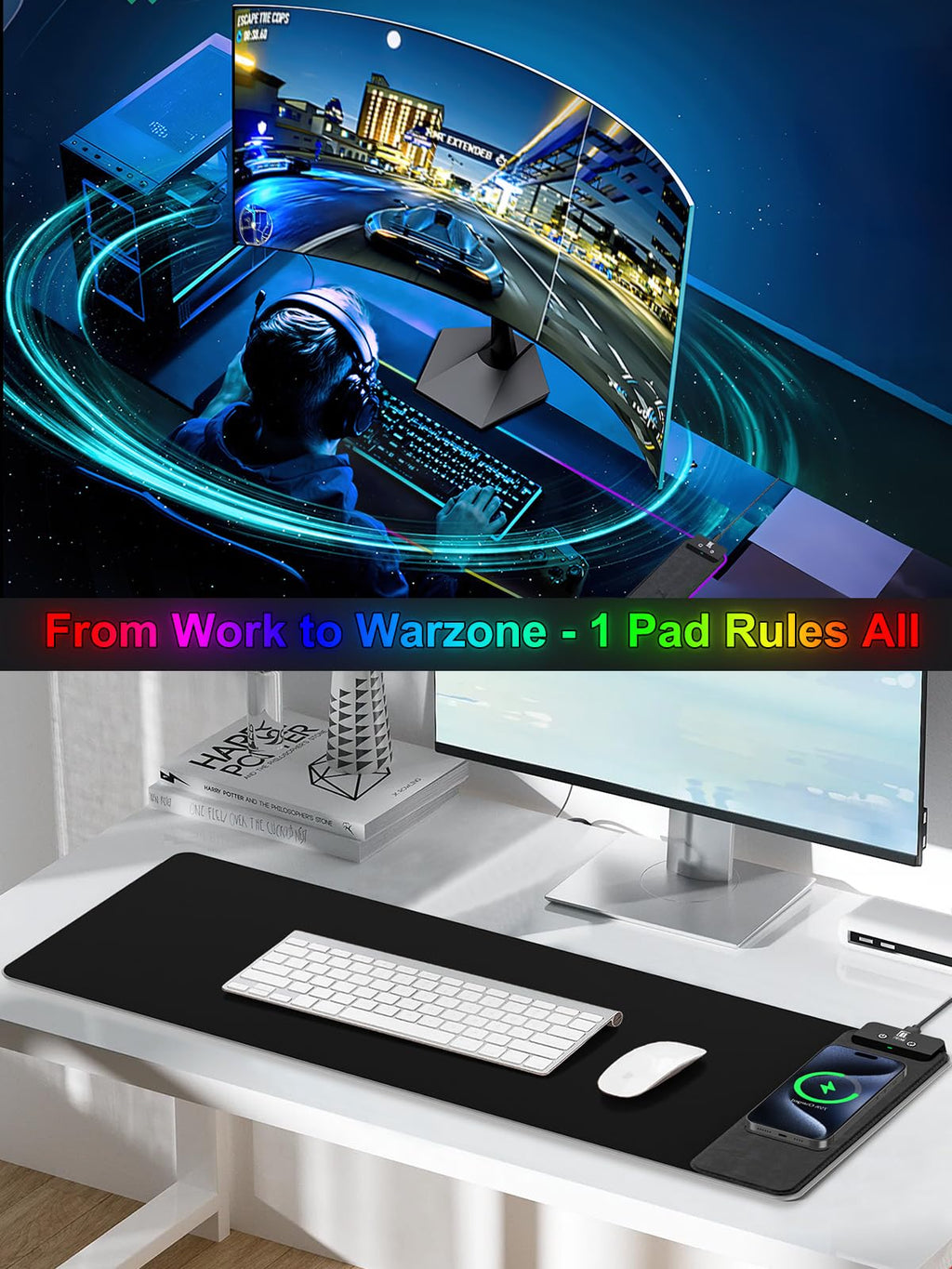 RGB Wireless Charging Extended Desk Mat