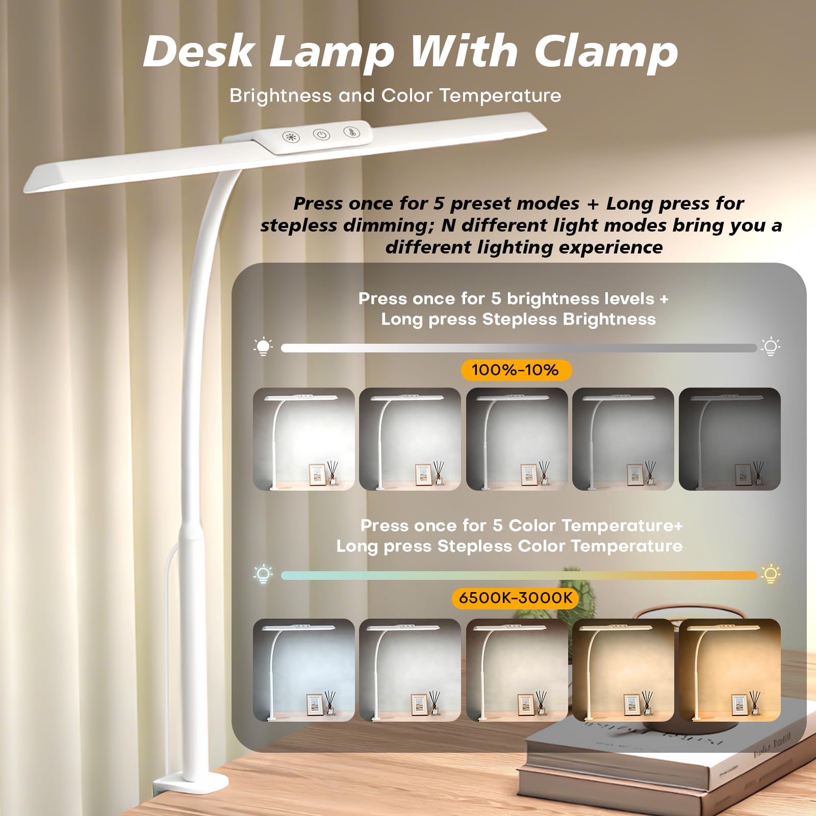 Clamp-On LED Desk Lamp