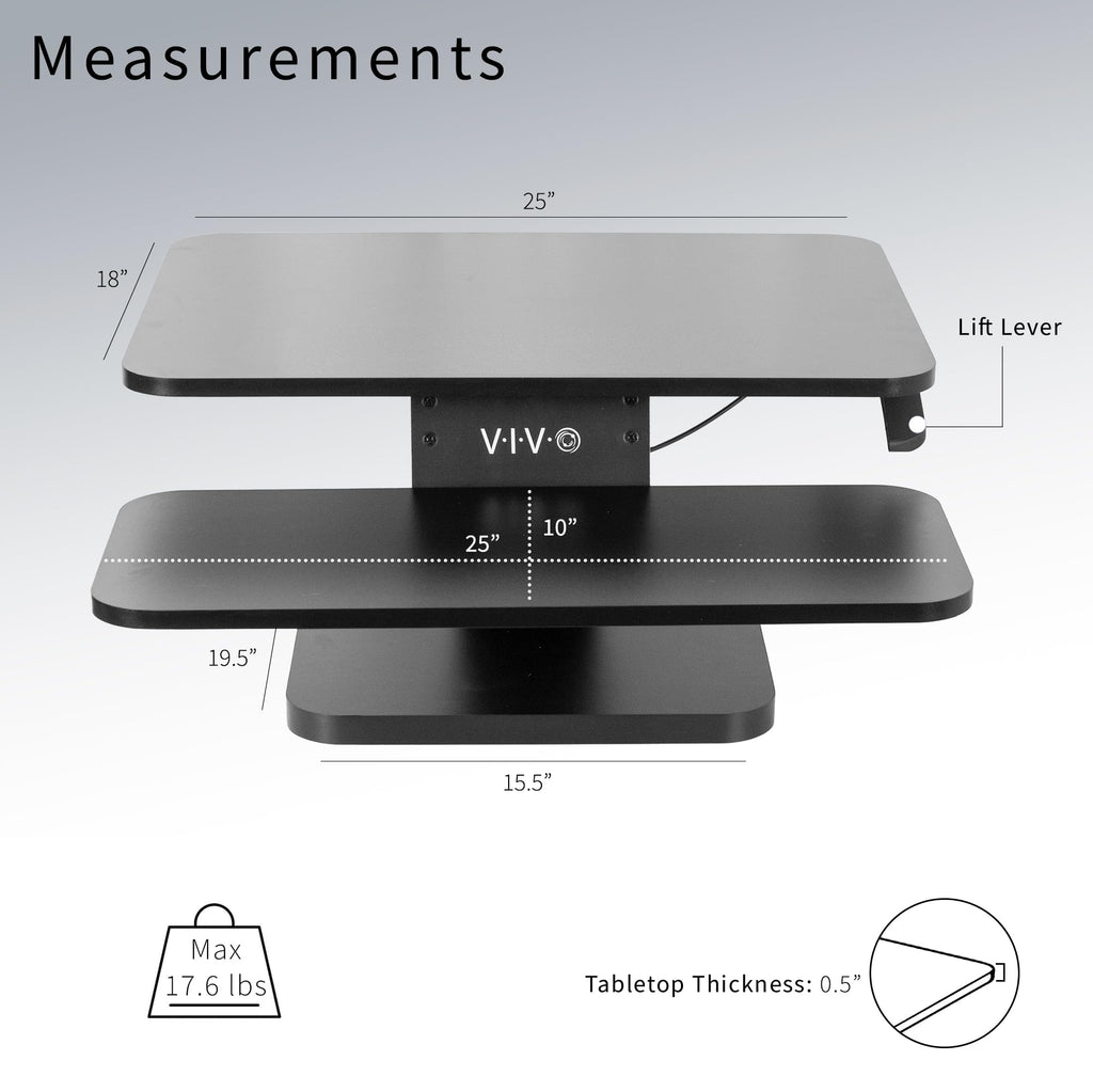 25-Inch Gas-Spring Standing Desk Converter