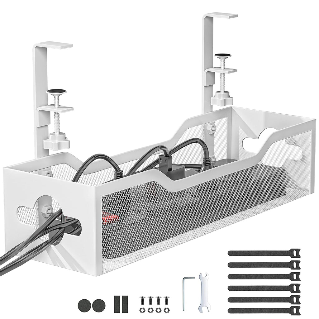 Adjustable Clamp-On Under-Desk Cable Tray