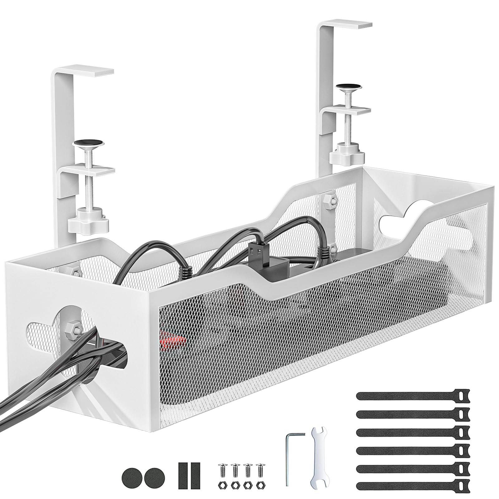 Adjustable Clamp-On Under-Desk Cable Tray