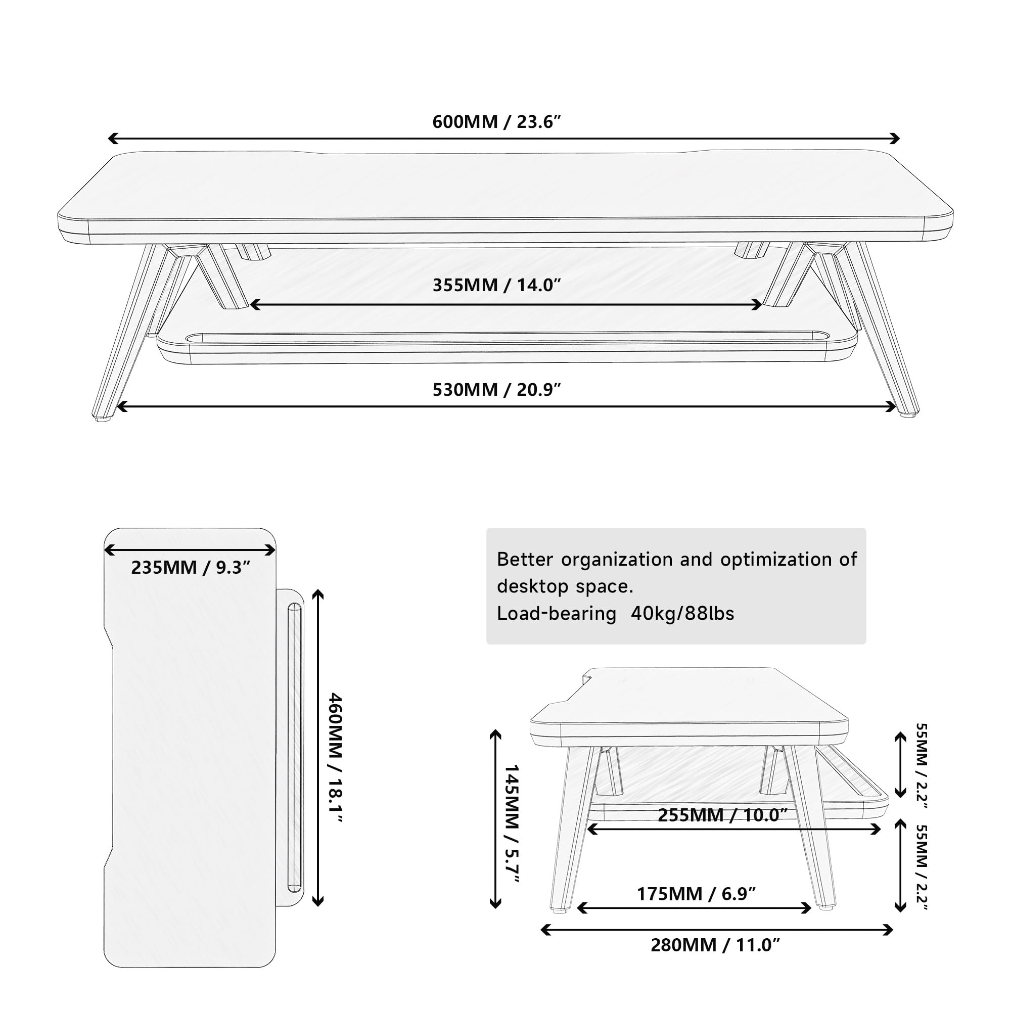 Two-Tier Wooden Monitor Riser
