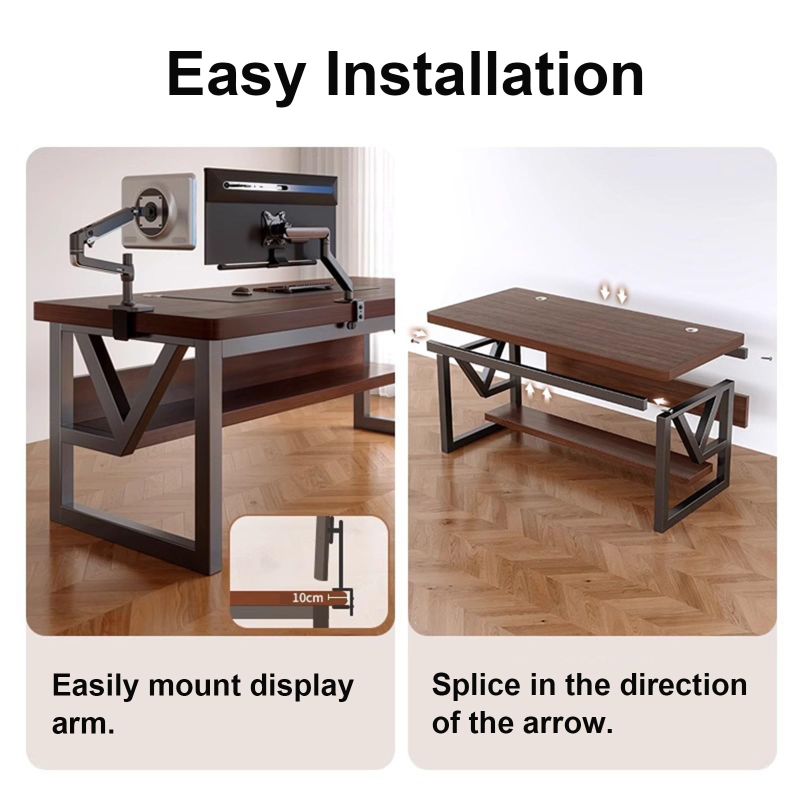 Wooden Office Desk with Storage Shelves