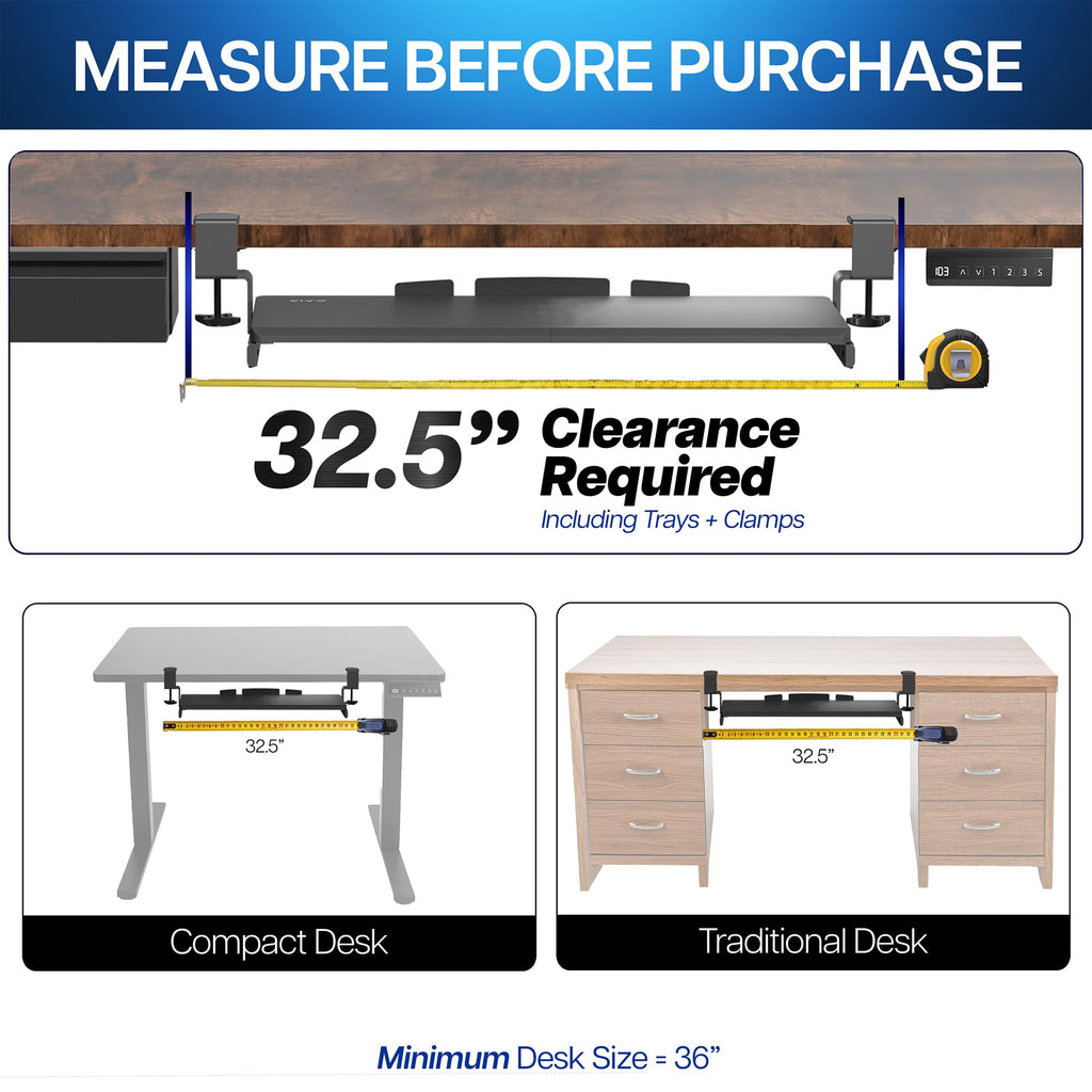 Extra-Long Clamp-On Keyboard Tray