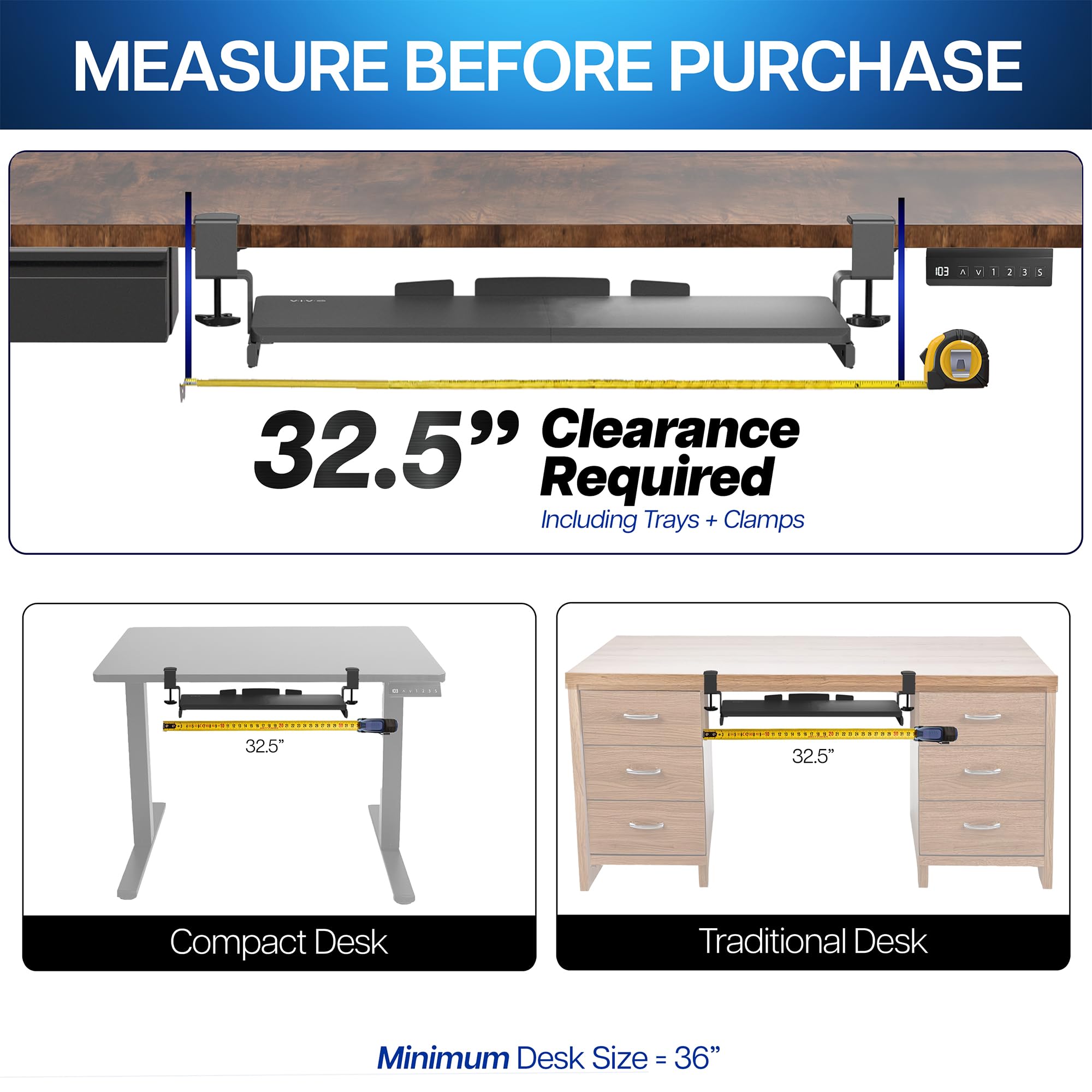Extra-Long Clamp-On Keyboard Tray