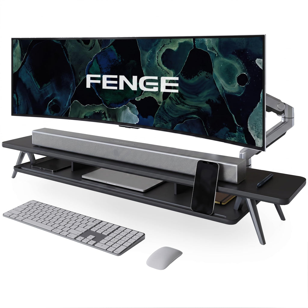 Two-Tier Wooden Monitor Riser