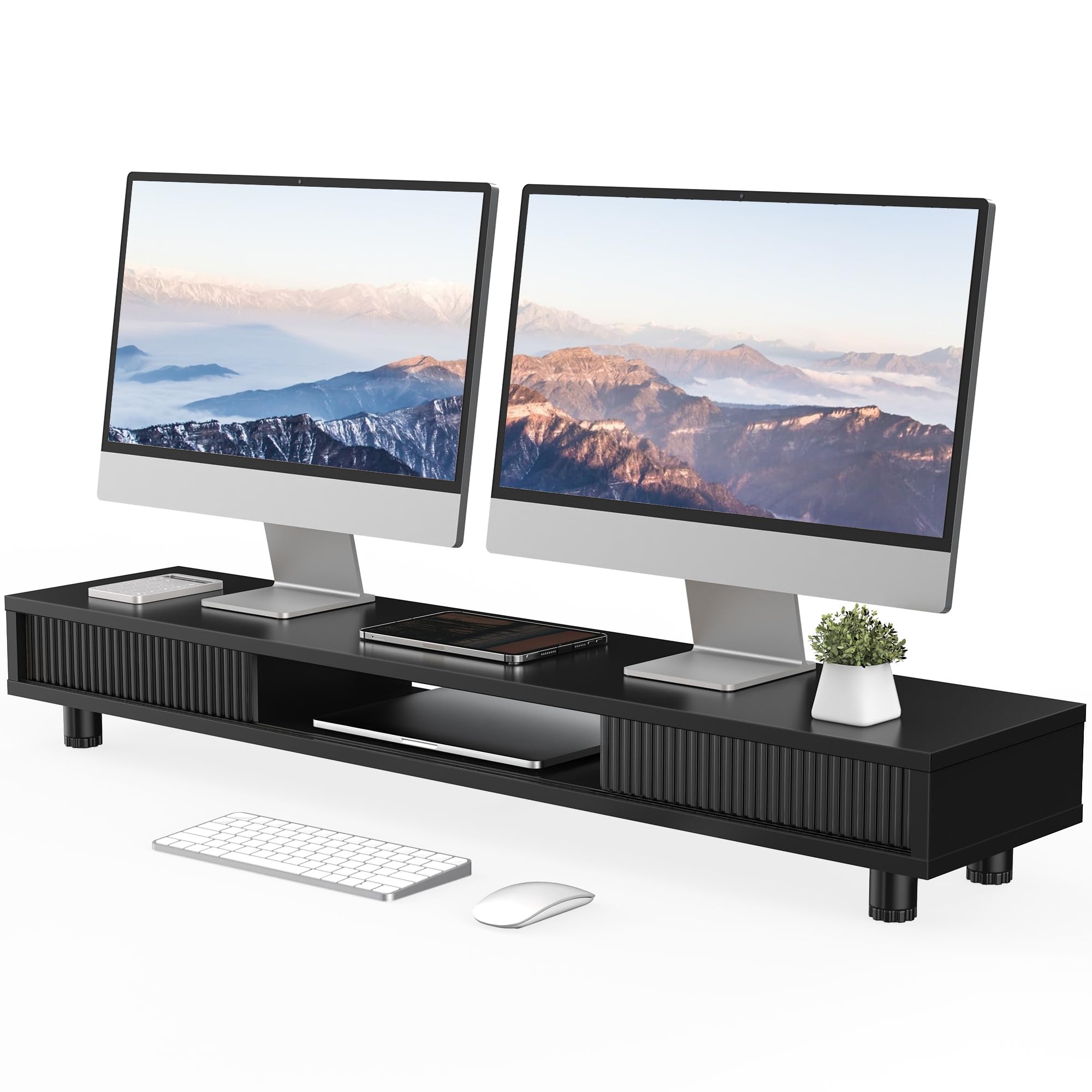 Dual-Monitor Stand with Storage